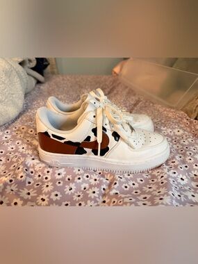 Hand Painted Nike Cow Print Air Force 1s